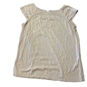 Issac Mizrahi | Silk Blend Beige Short Sleeve Top Blouse Target Junior Large